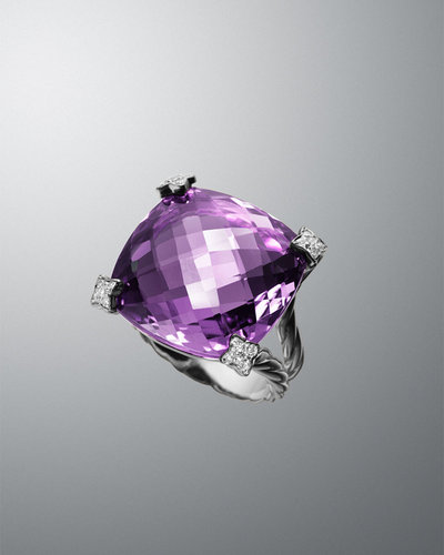 David Yurman 20mm Amethyst Cushion on Point Ring
