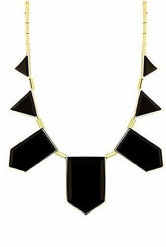 House of Harlow 1960 14K Gold and Black Resin Stations Necklace