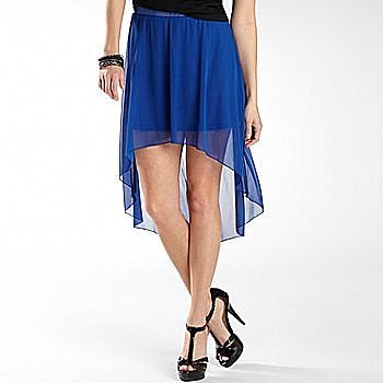 Decree® Knit Mesh High-Low Midi Skirt