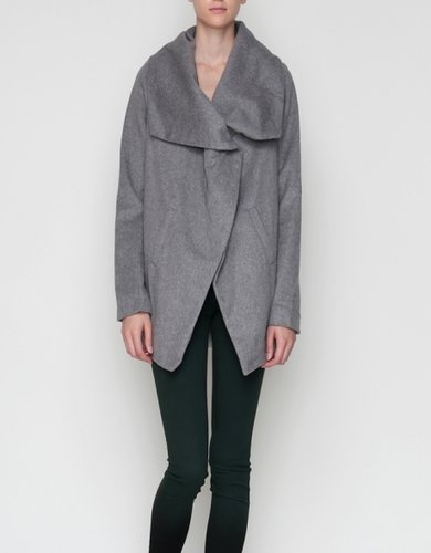Shawl Collar Coat In Grey