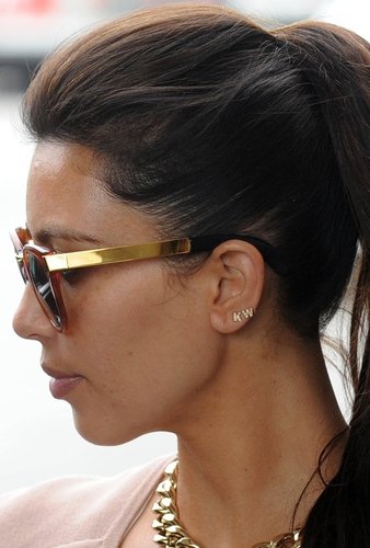 Sugar Bean Single Initial Earring Stud in Gold as Seen On Kim Kardashian