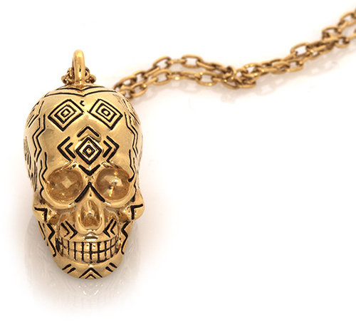 House of Harlow 1960 Jewelry Engraved Skull Pendant