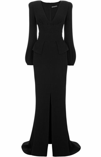 Black Bell-Sleeve Floor Length Gown