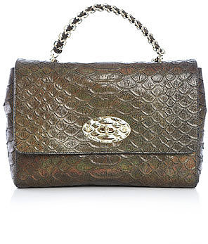 Mulberry Lily metallic snake-print bag