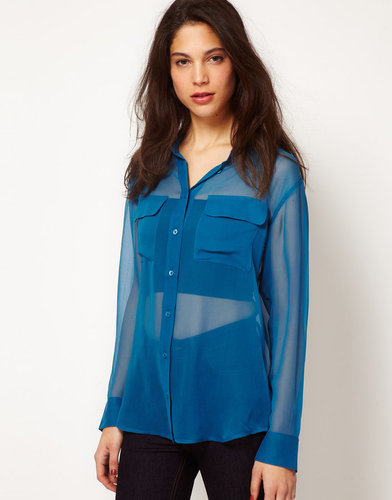 Equipment Sheer Silk Signature Blouse