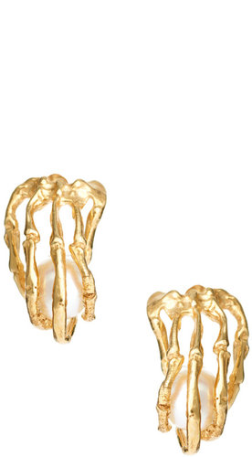 Kyle Hopkins Skeleton Hands With Pearl Stud Earrings
