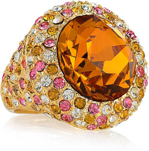 Kenneth Jay Lane 22-karat gold-plated Swarovski crystal ring