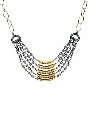 Belle Noel by Kim Kardashian Mixed Metal Layer Necklace in Gold/Gunmetal