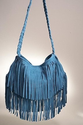 JJ Winters Suede Fringe Bag in Turquoise
