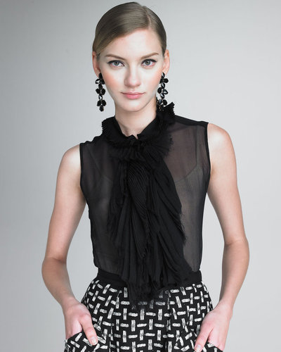 Oscar de la Renta Layer-Front Sheer Blouse