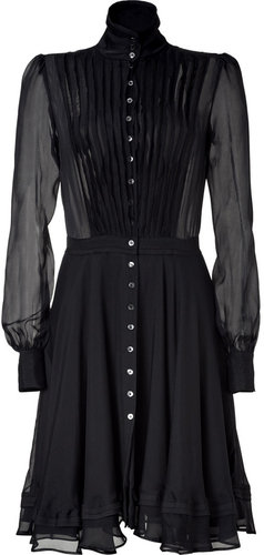 McQ Alexander McQueen Black Sheer Raw Edge Silk Dress