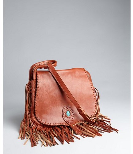 Rebecca Minkoff chocolate leather 'Savannah' fringed saddle bag