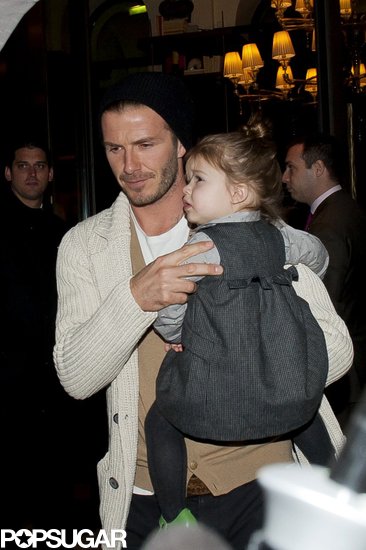 David Beckham and Harper made their way to dinner in Paris.
David Beckham and Harper made their way to dinner in Paris.