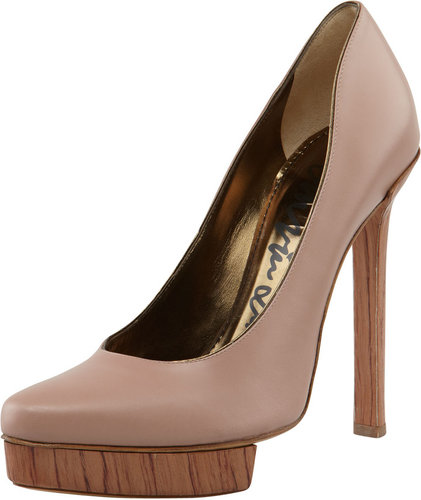 Lanvin Wooden-Heel Calfskin Pump
