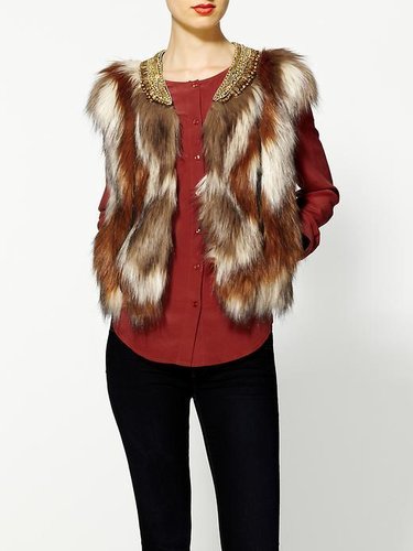 Twelfth Street By Cynthia Vincent Neck Beaded Fur Vest