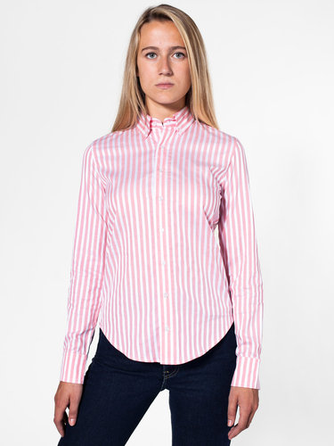 Unisex Striped Long Sleeve Button-Down