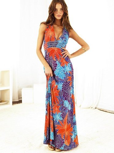 V-neck Halter Jersey Maxi Dress