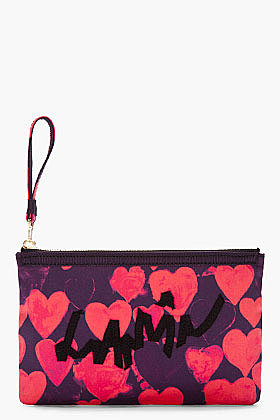 LANVIN Red Heart Zip Clutch