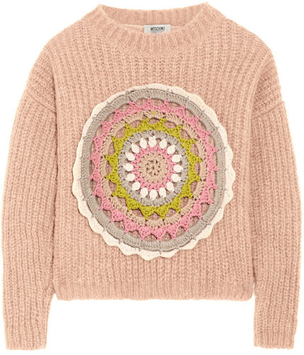 Moschino Cheap and Chic Crochet-embellished mohair-blend sweater