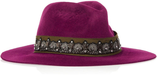 Etro Crystal-embellished rabbit-felt fedora