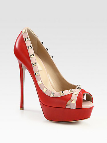 Valentino Rockstud Platform Peep Toe Pumps