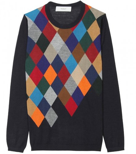 Pringle of Scotland INTARSIA KNIT SILK-CASHMERE PULLOVER