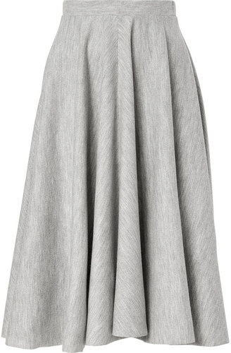 Jil Sander Heather Grey Stretch Wool Mid-Length Skirt