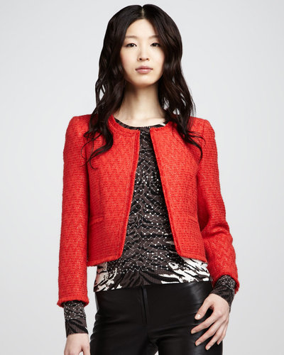 Alice + Olivia Estelle Boxy Tweed Jacket