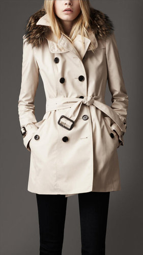 Short Cotton Blend Hooded Trench Coat
