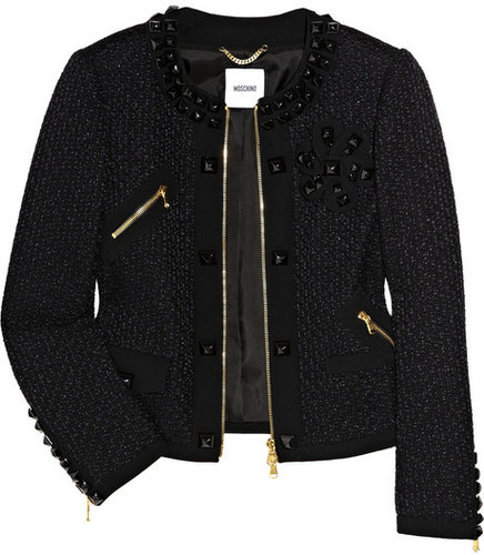 Moschino Crepe-trimmed tweed jacket