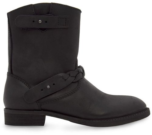 Leather biker boots