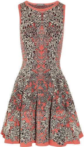 Alexander McQueen Flared barnacle-intarsia dress