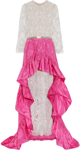Alessandra Rich Lace gown and silk-blend taffeta skirt