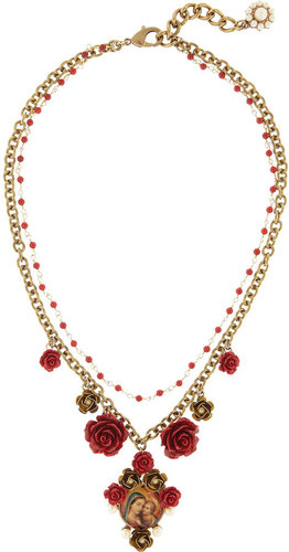 Dolce & Gabbana Gold-plated glass pearl Virgin Mary necklace