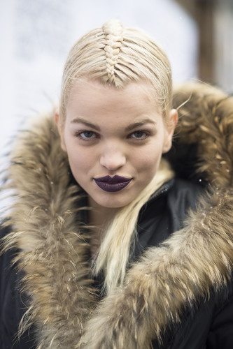Model Daphne Groeneveld showed off her fierce, hot-off-the-runway look, complete with deep purple lips and a sleek french braid.
Source: Le 21ème | Adam Katz Sinding
Model Daphne Groeneveld showed off her fierce, hot-off-the-runway look, complete with deep purple lips and a sleek french braid.
Source: Le 21ème | Adam Katz Sinding