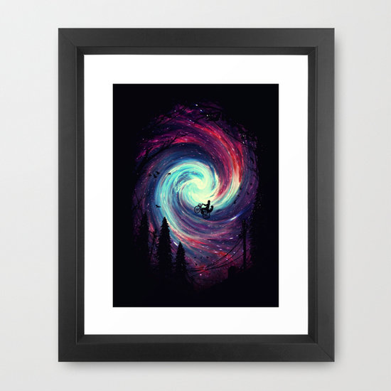 Elliott and our favorite extraterrestrial take a kaleidoscopic bike ride in this Adventure Time framed print ($35).
Elliott and our favorite extraterrestrial take a kaleidoscopic bike ride in this Adventure Time framed print ($35).