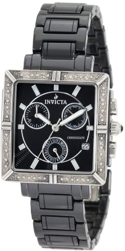Invicta Women's 0720 Ceramic Chronograph Diamond Accented Black Ceramic Watch