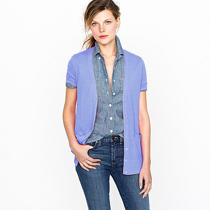 Featherweight cashmere short-sleeve cardigan