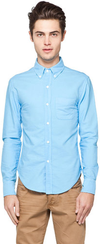 Band of Outsiders Button Down Collar Shirt in Columbia Blue Oxford