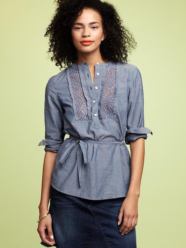Chambray crochet-trim tunic