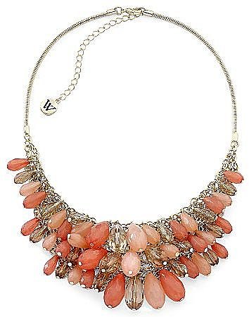 Coral & Goldtone Bib Necklace