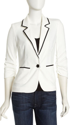 Laundry by Shelli Segal Grosgrain-Trim Ponte Jacket, Warm White