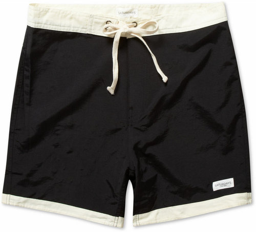 Saturdays Surf NYC Thomas Mid-Length Contrast-Band Swim Shorts