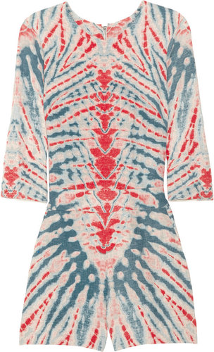 Raquel Allegra Tie-dye silk and linen-blend playsuit