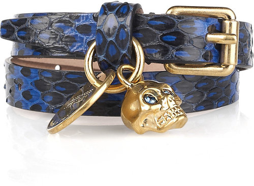 Alexander McQueen Snakeskin and brass wrap bracelet