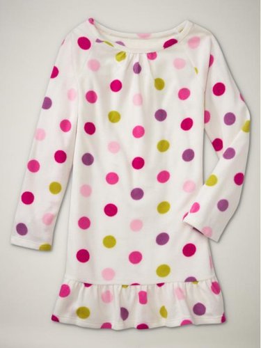Ruffled fleece dot nightgown
