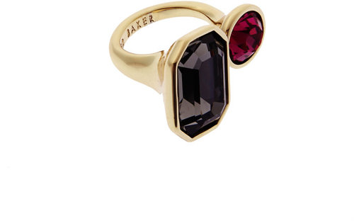 Ted Baker Black Diamond And Fuchsia Double Jewel Ring