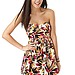 Floral Bow Front Strapless Dress