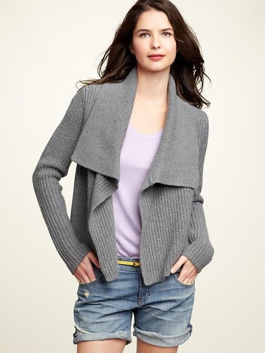 Draped open-front sweater