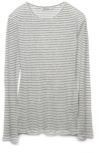 T by Alexander Wang Linen Stripe Long Sleeve Tee